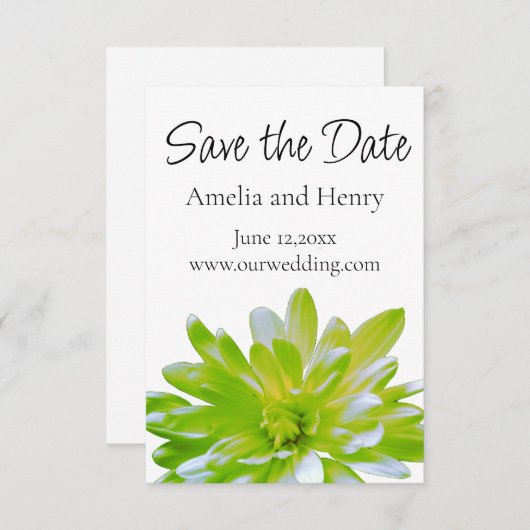 Elegante lichte zachte groene bloemen bloem save the date (Voorkant / Achterkant)