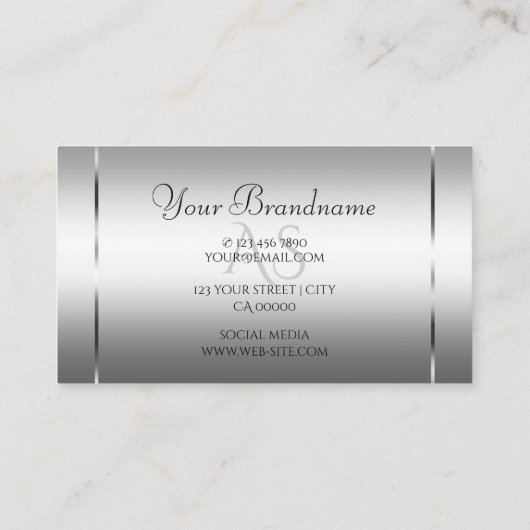 Elegante Lichte Zilveren Edele Brieven met Diamant Visitekaartje (Achterkant)