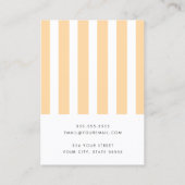 Elegante lichtgele oranje strepen oorbel kaart visitekaartje (Achterkant)