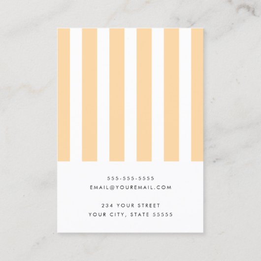 Elegante lichtgele oranje strepen oorbel kaart visitekaartje (Achterkant)