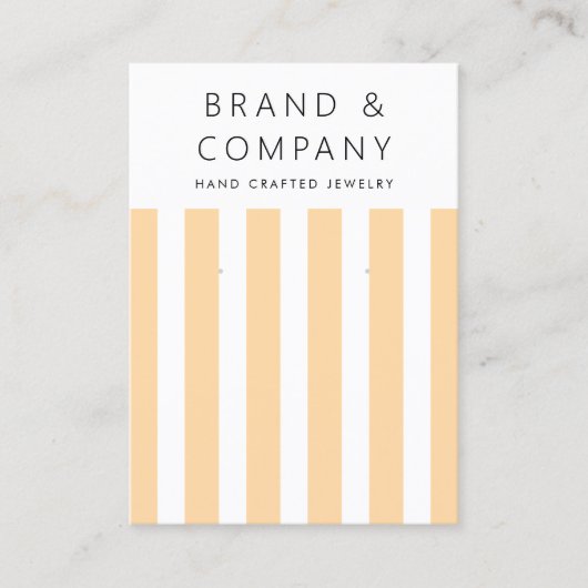 Elegante lichtgele oranje strepen oorbel kaart visitekaartje (Voorkant)
