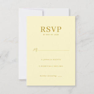 Elegante lichtgele RSVP kaart
