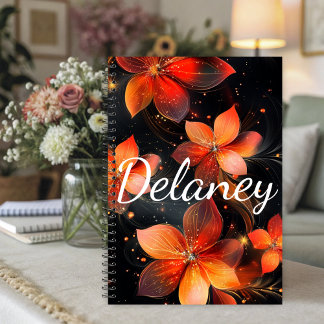 Elegante Lichtgevend Vuur Oranje Bloemig Planner