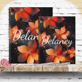 Elegante Lichtgevend Vuur Oranje Bloemig Planner