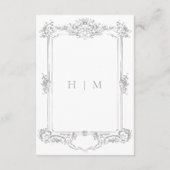 Elegante lichtgrijze Chinoiserie Cherub bruiloft Informatiekaartje (Achterkant)