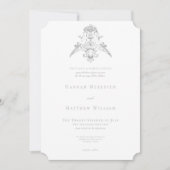 Elegante lichtgrijze Chinoiserie Cherub bruiloft Kaart (Voorkant)