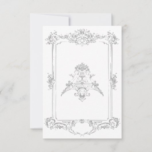 Elegante Lichtgrijze Chinoiserie Cherub Bruiloft Save The Date (Achterkant)