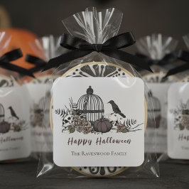 Elegante lichtgrijze gothic Happy Halloween Vierkante Sticker