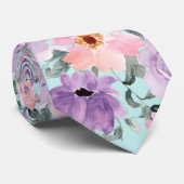 Elegante Lichtgroene Bloemen Waterverf bruiloft Stropdas (Opgerold)