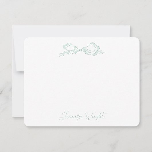 Elegante lichtgroene boog gepersonaliseerde briefp notitiekaartje (Voorkant)