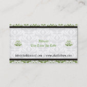 Elegante lichtgroene damast mode visitekaartjes (Achterkant)