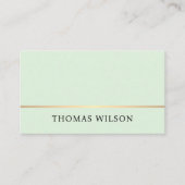 Elegante lichtgroene Faux Gold Line Consultant Visitekaartje (Voorkant)