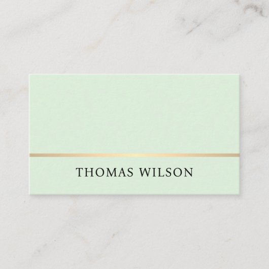 Elegante lichtgroene Faux Gold Line Consultant Visitekaartje (Voorkant)