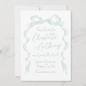 Elegante lichtgroene handgetekende boog save the date (Voorkant)