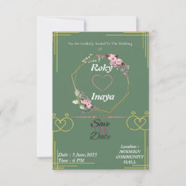 Elegante lichtgroene trouwuitnodiging RSVP kaartje