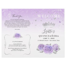 Elegante Lichtpaarse Zilveren Quinceanera-Programm