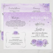 Elegante Lichtpaarse Zilveren Quinceanera-Programm (Voorkant / Achterkant)
