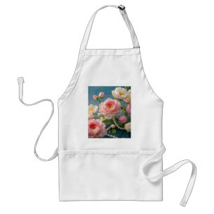 Elegante lichtroze blush bloemen met parels standaard schort