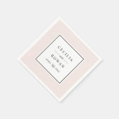 Elegante lichtroze omrande monogram bruiloft servetten (Hoek)