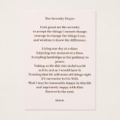 Elegante lichtroze rouwkaart voor herdenkingsgebed visitekaartje (Achterkant)