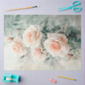 Elegante lichtroze Rozen en groene decoupage Tissuepapier (Craft)