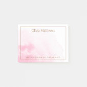 Elegante lichtroze waterverf naam tekst post-it® notes (Voorkant)