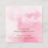 Elegante lichtroze waterverf oorbel kaart vierkante visitekaartje (Achterkant)