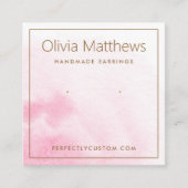 Elegante lichtroze waterverf oorbel kaart vierkante visitekaartje (Voorkant)