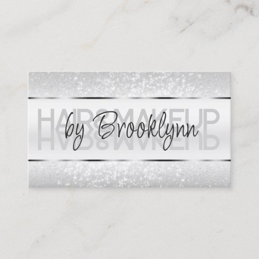 Elegante lichtzilveren glinsterende Schattigee gli Visitekaartje (Voorkant)