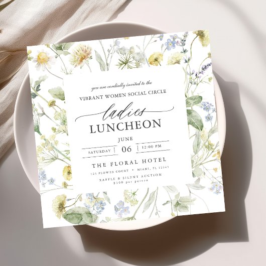 Elegante liefdadigheid Lunch Bloemen Wildflowers Kaart