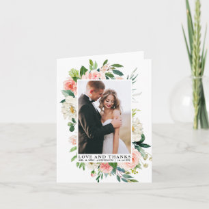 Elegante Liefde Bedankt Waterverf Roze Bloemennota