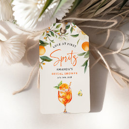 Elegante liefde bij First Spritz' Vrijgezellenfees Cadeaulabel