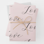 Elegante liefde blush roze grijs bruiloft inpakpapier vel (In situ)