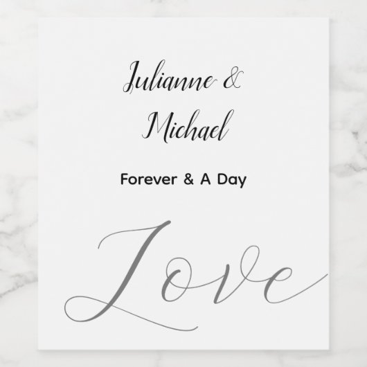 Elegante liefde bruiloft wijn etiket (Enkel label)