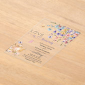 Elegante Liefde Bruist Libellen Bruiloft Acryl Uitnodigingen (Laagn)