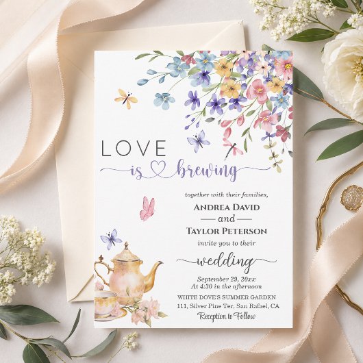 Elegante Liefde Bruist Libellen Bruiloft Kaart