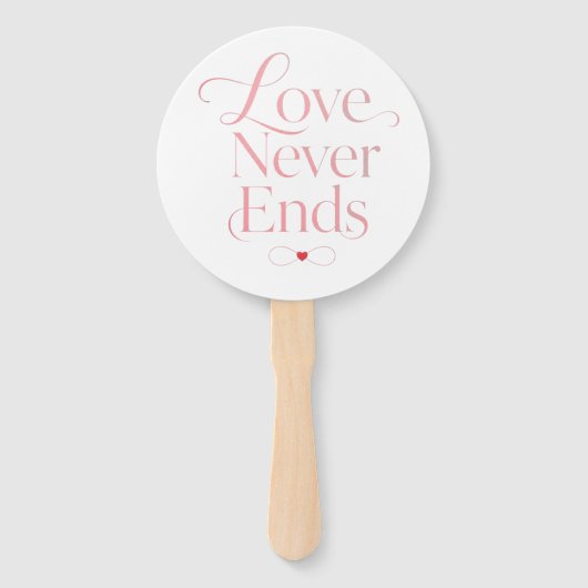 Elegante "Liefde Eindigt Nooit" Minimalist Handwaaier (Voorkant)