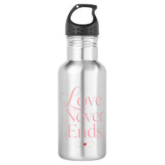 Elegante Liefde Eindigt Nooit Rose Goud Typografie Waterfles
