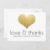 Elegante liefde en Bedankt Faux Gold Foil Hart Briefkaart (Voorkant / Achterkant)