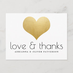 Elegante liefde en Bedankt Faux Gold Foil Hart Briefkaart