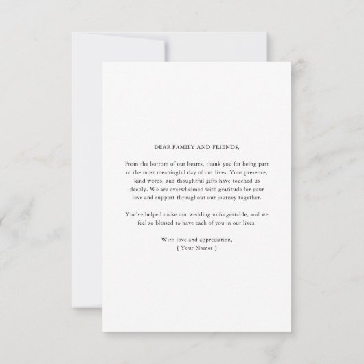 Elegante liefde en Bedankt Foto Minimalistische br (Achterkant)