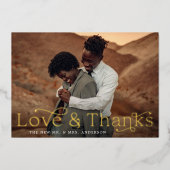 Elegante Liefde en Bedankt Groene Foto Bruiloft Folie Uitnodiging (Voorkant)
