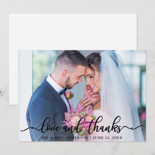 Elegante Liefde en Bedankt Script Bruiloft Foto Bl (Voorkant / Achterkant)