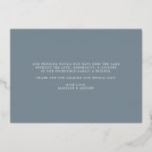Elegante Liefde en Bedankt Slate Blue Foto Bruilof Folie Uitnodiging (Achterkant)