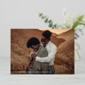 Elegante Liefde en Bedankt Stoffelijk Roos Foto Br Folie Uitnodiging (Staand Voorkant)