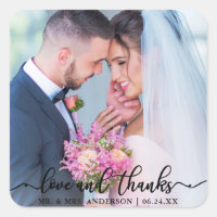 Elegante Liefde en Bedankt Trouwfoto Blk