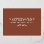 Elegante Liefde en Dank Brown Foto Bruiloft Folie Uitnodiging (Achterkant)
