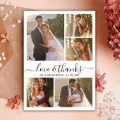 Elegante Liefde en Dank Foto Collage Trouwen Bedankkaart