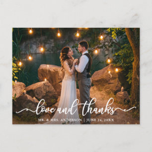 Elegante liefde en dank script huwelijksfoto briefkaart