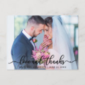 Elegante Liefde en Dank Scriptuur Trouwfoto Zwart Briefkaart (Voorkant)